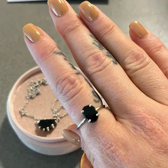 Black Obsidian and Silver Ring/Necklace - Picture 3 of 4